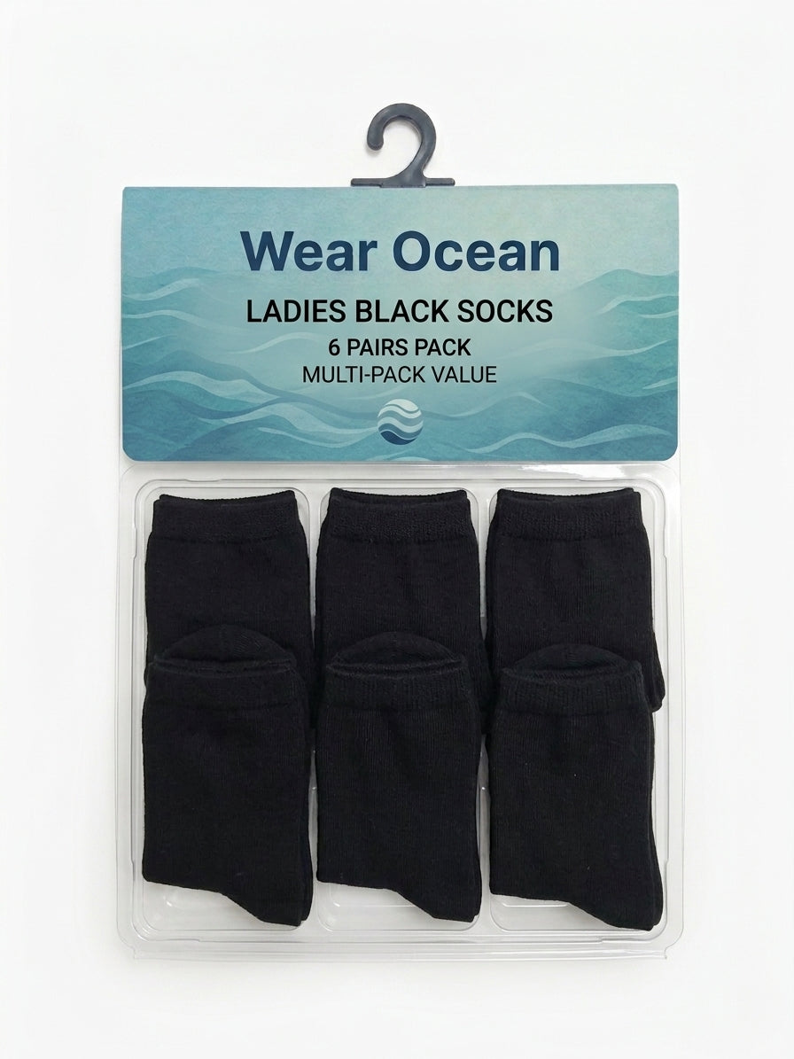 Ladies Black Socks – 6-Pair Value Pack