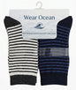 Cotton Blend Soft Crew Socks – 2 Pair Gift Pack (Striped Designs)
