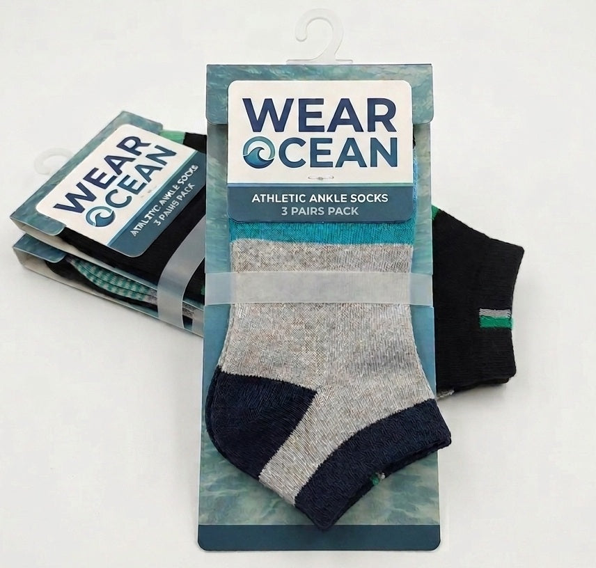Athletic Ankle Socks for Men & Women Multi-Color 3 Pairs Multipack