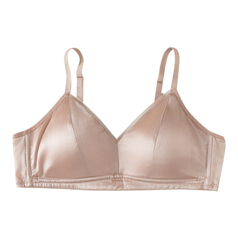 Silk Wire-Free Mulberry Silk Bra New Satin Thin Mesh Breathable Seamless Intimates Women's Comfortable Bra