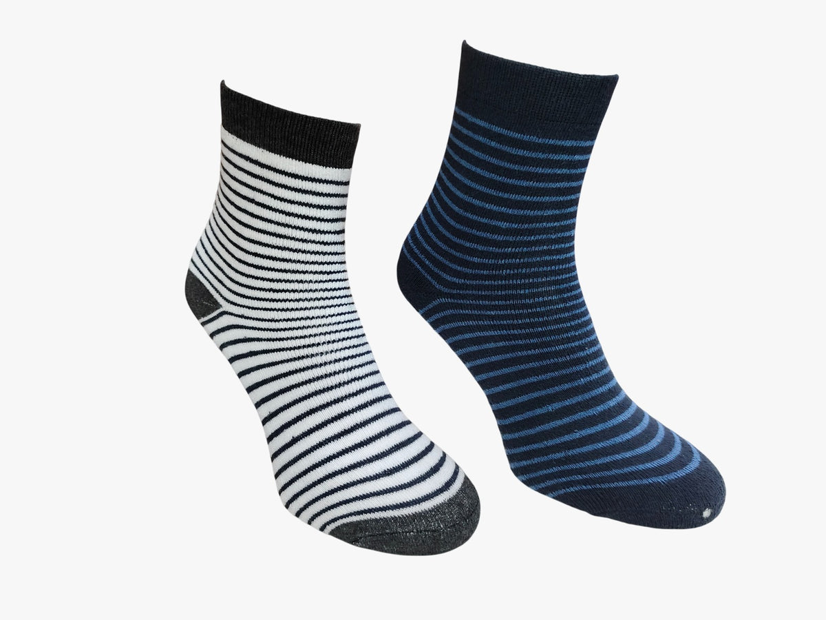 Cotton Blend Soft Crew Socks – 2 Pair Gift Pack (Striped Designs)