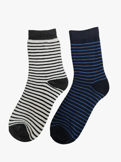 Cotton Blend Soft Crew Socks – 2 Pair Gift Pack (Striped Designs)